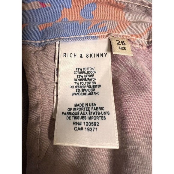Rich & Skinny Womens Cropped Jeans Multicolor Floral Stretch High Rise‎ USA 26 - Picture 6 of 8